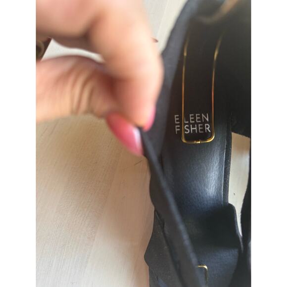 Eileen Fisher black Ann Tumbled Nubuck Leather Crisscross Zip Sandals size 8.5 - Picture 6 of 12